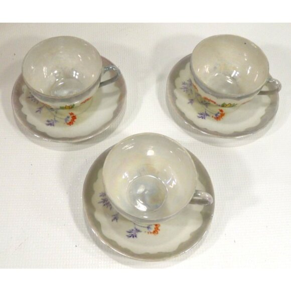 Vintage 8oz delicate porcelain tea, coffee cups & saucers with flowers, Japan - Picture 2 of 4